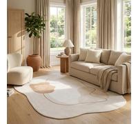 TAPISO Wisp Tapis de Salon Moderne - À Forme Irrégulière Lignes Beige et Brun, Poils Courts, Doux et Résistant, Facile à Nettoyer, Résistant aux Taches, Hypoallergénique 180 x 250 cm