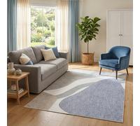 TAPISO Wisp Tapis de Salon Moderne - Motif Abstrait et Forme Originale Gris Bleu Poils Courts Doux et Résistant Facile à Nettoyer Résistant aux Taches 160 x 220 cm