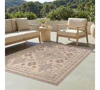 TAPISO Yucana Tapis d'Extérieur Tissage Plat Robuste Résistant aux Rayons UV Imperméable Tapis Intérieur & Extérieur Balcon Terrasse Jardin Marron Beige Bordure Ornement Oriental Moderne 200 x 300 cm