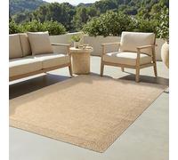 TAPISO Yucana Tapis d'Extérieur Tissage Plat Robuste Résistant aux Rayons UV Imperméable Tapis Intérieur & Extérieur Balcon Terrasse Crème Beige avec Bordure Moderne 140 x 200 cm