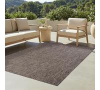 TAPISO Yucana Tapis d'Extérieur Tissage Plat Robuste Résistant aux Rayons UV Imperméable Tapis Intérieur & Extérieur Balcon Terrasse Marron Foncé Noir Mélangé Moderne 200 x 200 cm