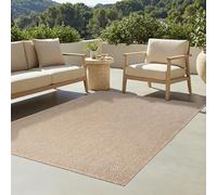 TAPISO Yucana Tapis d'Extérieur Tissage Plat Robuste Résistant aux Rayons UV Imperméable Tapis Intérieur & Extérieur Balcon Terrasse Marron Beige Crème Mélangé Moderne 120 x 170 cm