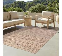 TAPISO Yucana Tapis d'Extérieur Tissage Plat Robuste Résistant aux Rayons UV Imperméable Tapis Intérieur & Extérieur Balcon Terrasse Jardin Marron Beige Rouge Flèches Symboles Moderne 200 x 300 cm