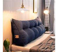 Tapissé Tête lit Chevet Triangle Méridienne Dossier Coussin triangulaire Oreillers de lecture pour le soutien dos du lit avec housse amovible en Velours côtelé,Darkblue,150x23x50cm