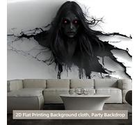Tapisserie 3D Horreur Fantôme, Décoration Murale Phantôme aux Yeux Rouges, Décoration de Maison Hantée pour Halloween, Idéale pour Chambre, Dortoir, Fête ou Fond de Scène wxy-20260716000238