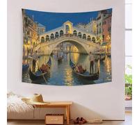 Tapisserie 3D Imprimée Paysage de Venise, Murale En Polyester Doux Designer Haute Définition Cité sur l'Eau, Décoration Lavable Pour Chambre & Salon Premium Cadeau 130cmx150cm