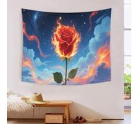 Tapisserie 3D Imprimée Rose Ardente, Couverture En Polyester Doux Artistique Haute Définition Floral Surréaliste, Décoration Sans Odeur Pour Bureau & Étude Unique Cadeau 180cmx230cm