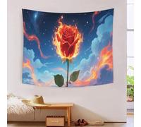 Tapisserie 3D Imprimée Rose Ardente, Murale En Polyester Doux Designer Haute Définition Floral Surréaliste, Décoration Lavable Pour Bureau & Étude Moderne Cadeau 70cmx100cm