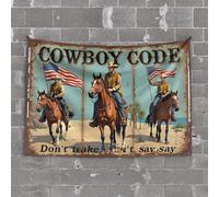Tapisserie amusante Code Cowboy : valeurs d'honneur, d'intégrité et de respect Tapisserie drôle Sogns Bar Accessoires pour Man Cave (75 x 100 cm)
