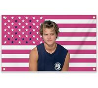 Tapisserie artistique JJ Maybank Drapeau rose - Drapeau mural amusant à suspendre pour chambre, dortoir, fêtes et cadeaux