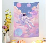Tapisserie astronaute dans l'espace, couleurs pastel, tenture murale céleste, esthétique rêveuse pour chambre à coucher, salon, décoration de dortoir, 91 x 122 cm
