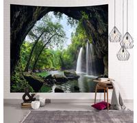 Tapisserie avec paysage naturel, forêt, plage, lac, arbres, nuages de pierre, tapisserie, vue esthétique, tapisserie pour chambre, salon (200 cm x 150 cm,couleur 16)