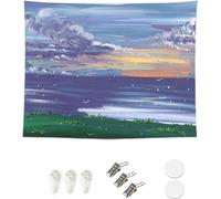 Tapisserie avec vue naturelle, tapisserie murale, tapisserie murale, flore, ciel, décoration esthétique de chambre à coucher, tapisserie botanique (200cm x 150cm,couleur 2)