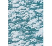 Tapisserie Bleu-Vert Nuages Paysage Style Vintage - Bleu, Blanc