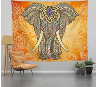 Tapisserie Boho Eléphant Hippie Bohème Tenture Esthétique Psychédélique Style Indien Petite Tapisserie Pour Chambre Résidence Bureau Accueil Décoration (150 cm x 130 cm,Couleur 2)