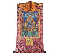 Tapisserie Bouddhiste Thangka Impression giclée d'art Thangka tibétain, Tapisserie Bouddhiste encadrée à la Main, tenture Murale Multicolore(Frame Color 1)