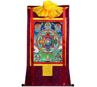 Tapisserie Bouddhiste Thangka Impression giclée Thangka Mandala tibétaine, Cadre Mural Bouddhiste, Multicolore, Plusieurs Tailles(Frame Color 4)