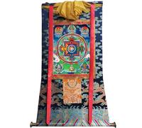 Tapisserie Bouddhiste Thangka Impression giclée Thangka Mandala tibétaine, Cadre Mural Bouddhiste, Multicolore, Plusieurs Tailles(Frame Color 8)