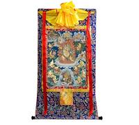 Tapisserie Bouddhiste Thangka Impression giclée Thangka tibétaine encadrée à la Main, décoration Murale Bouddhiste Multicolore, Plusieurs Tailles(Frame Color 3)