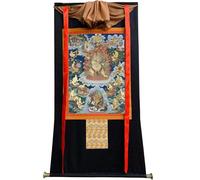 Tapisserie Bouddhiste Thangka Impression giclée Thangka tibétaine encadrée à la Main, décoration Murale Bouddhiste Multicolore, Plusieurs Tailles(Frame Color 7)