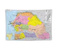 Tapisserie Carte du Monde du Sénégal pour décoration murale - Cadeau pour chambre à coucher, impressions murales, décoration intérieure, tableau à suspendre, peinture murale, tapisseries 101,6 x 152,4
