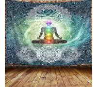 Tapisserie chakra à suspendre au mur pour chambre à coucher, yoga, méditation, hippie, lotus, couverture de plage, dortoir, maison, grande taille (228,6 cm de largeur x 178,8 cm de hauteur)