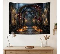 Tapisserie d'automne gothique avec arche de roses et chandelles 122 x 91,4