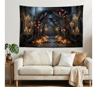 Tapisserie d'automne gothique avec arche de roses et chandelles 152,4 x