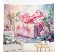 Tapisserie de boîte cadeau motif pêche, décoration murale florale pour l'esthétique printanière, parfaite pour chambre à coucher, salon, dortoir, 228 x 178 cm