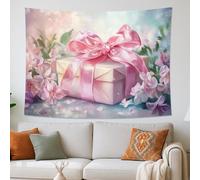 Tapisserie de boîte cadeau motif pêche, décoration murale florale pour l'esthétique printanière, parfaite pour chambre à coucher, salon, dortoir, 203 x 152 cm