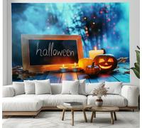 Tapisserie De bougies, citrouilles Illustrations d'art fantastique 180x230cm Réutilisable Tissu Mural Wall Art Tapestry Décoration Poster Pour Chambre Salon Fête Dortoir