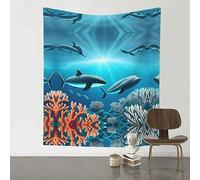Tapisserie de décoration murale baleines sous la mer, texture douce, adaptée à toutes les scènes et saisons à l'intérieur et à l'extérieur