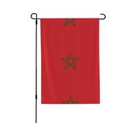 Tapisserie de jardin imprimée drapeau du Maroc pour la famille | Drapeau de cour extérieur double face avec manchon de poteau. Peut être personnalisé pour la fête des grands-parents