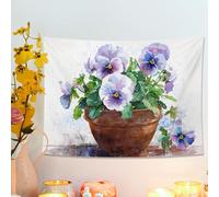 Tapisserie de pensée violette, aquarelle florale bohème à suspendre au mur, tapisserie vibrante esthétique pour chambre à coucher, salon, dortoir, 122 x 91,4 cm