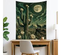 Tapisserie de plantes du désert au clair de lune, art mural floral pour décoration d'intérieur bohème, pièce esthétique à suspendre pour salon et chambre à coucher, 101,6 x 152,4 cm