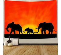 Tapisserie De Prairie Africaine Esthétique Crépuscule Éléphant Animal Paysage Tenture Murale Fond Couverture Murale Décor Impression Ferme 230X180cm