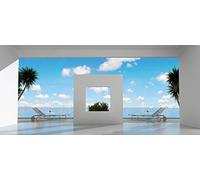 Tapisserie déco trompe l'oeil RESIDENCE SECONDAIRE 6 x 2,70 m | Déco murale XXL Qualité HD Scenolia