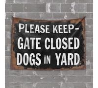 Tapisserie décorative amusante avec inscription « Keep Gate Closed » pour chiens de cour - Décoration vintage - 100 x 150 cm