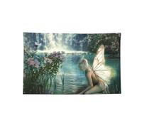 Tapisserie décorative en polyester à 4 œillets - 1,2 x 1,8 m | Drapeau extérieur imprimé Lake Fairy Art pour mur extérieur porte maison fond
