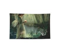 Tapisserie décorative en polyester à 4 œillets - 1,2 x 1,8 m | Drapeaux extérieurs imprimés Lake Fairy pour mur extérieur porte maison fond