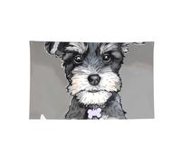 Tapisserie décorative en polyester à 4 œillets - 91 x 152 cm | Adorables drapeaux d'extérieur imprimés schnauzer pour mur extérieur porte maison fond