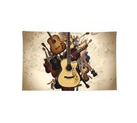 Tapisserie décorative en polyester à 4 œillets - 91 x 152 cm | Drapeau extérieur imprimé guitare musique pour mur extérieur porte maison fond