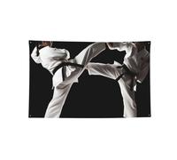 Tapisserie décorative en polyester à 4 œillets - 91 x 152 cm | Drapeaux extérieurs imprimés Taekwondo Arts martiaux Prin pour mur extérieur porte maison fond