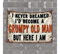 Tapisserie décorative pour bar sportif « I Never Dreamed I'D Become A Grumpy Old Man, But Here I Am » (75 x 100 cm)