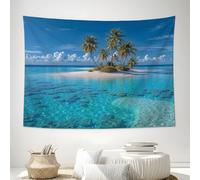 Tapisserie Eau de mer de l'île pour chambre à coucher, petite grande tapisserie murale fantaisie Vacances tropicales pour hommes et femmes, décorations murales colorées pour salon, salle de classe