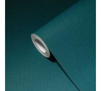 Tapisserie En Petrol Unie Avec Texture De Lin - Bleu, Vert