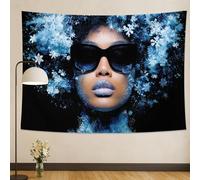 Tapisserie flocon de neige bleu d'hiver, cristaux givrés à suspendre, design saisonnier festif pour chambre à coucher, salon, décoration de vacances confortable, 101,6 x 152,4 cm