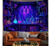 Tapisserie Halloween Deep Purple, Alchimie Des Sorcières Paysage Psychédélique, Décoration Tapisseries Murale Pour Dortoir Salon Appartement Décoration De La Fête De La Photographie 150X100Cm