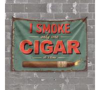 Tapisserie humoristique I Smoke Only One Cigar At A Time. Tapisserie décorative amusante pour bar avec mots (100 x 150 cm)