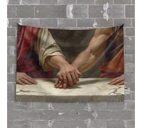 Tapisserie Man Cabe Decor Hands Of History: A Symbolic Connection Men Cave Decor Hanging Wall Decor (100 x 150 cm)